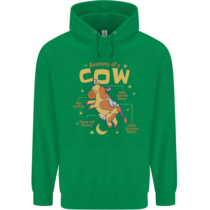 Anatomy of a Cow Funny Childrens Kids Hoodie Irish Green