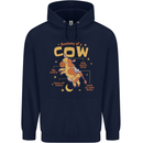 Anatomy of a Cow Funny Childrens Kids Hoodie Navy Blue