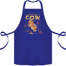 Anatomy of a Cow Funny Cotton Apron 100% Organic Royal Blue