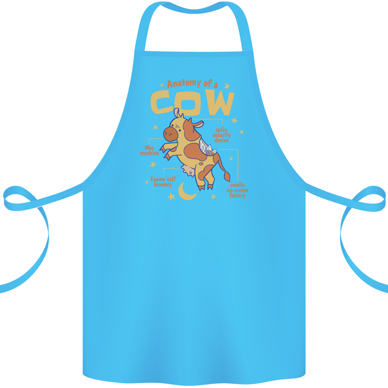 Anatomy of a Cow Funny Cotton Apron 100% Organic Turquoise