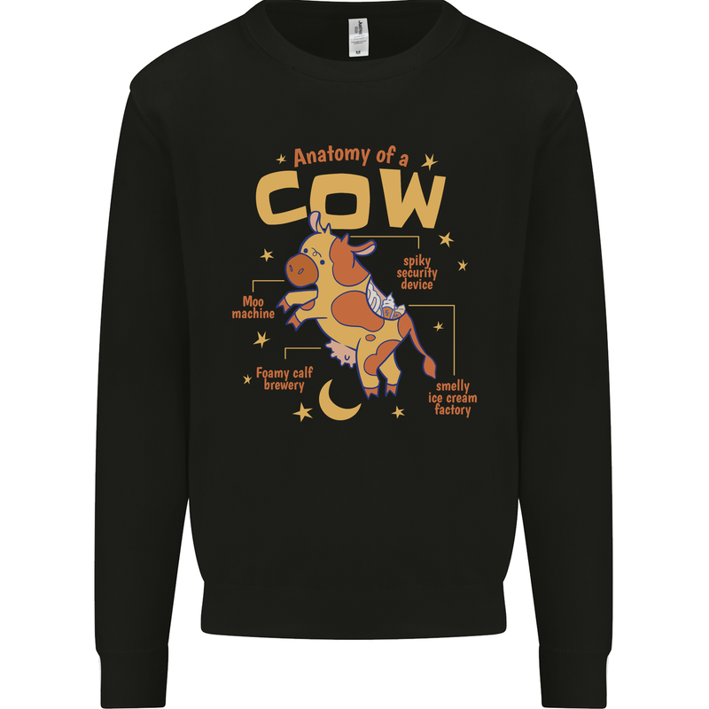 Anatomy of a Cow Funny Kids Sweatshirt Jumper Black