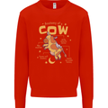 Anatomy of a Cow Funny Kids Sweatshirt Jumper Bright Red