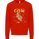 Anatomy of a Cow Funny Kids Sweatshirt Jumper Bright Red