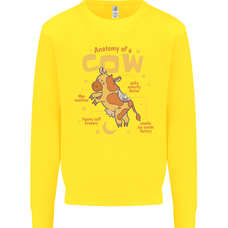 Anatomy of a Cow Funny Kids Sweatshirt Jumper Yellow