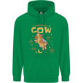 Anatomy of a Cow Funny Mens 80% Cotton Hoodie Irish Green