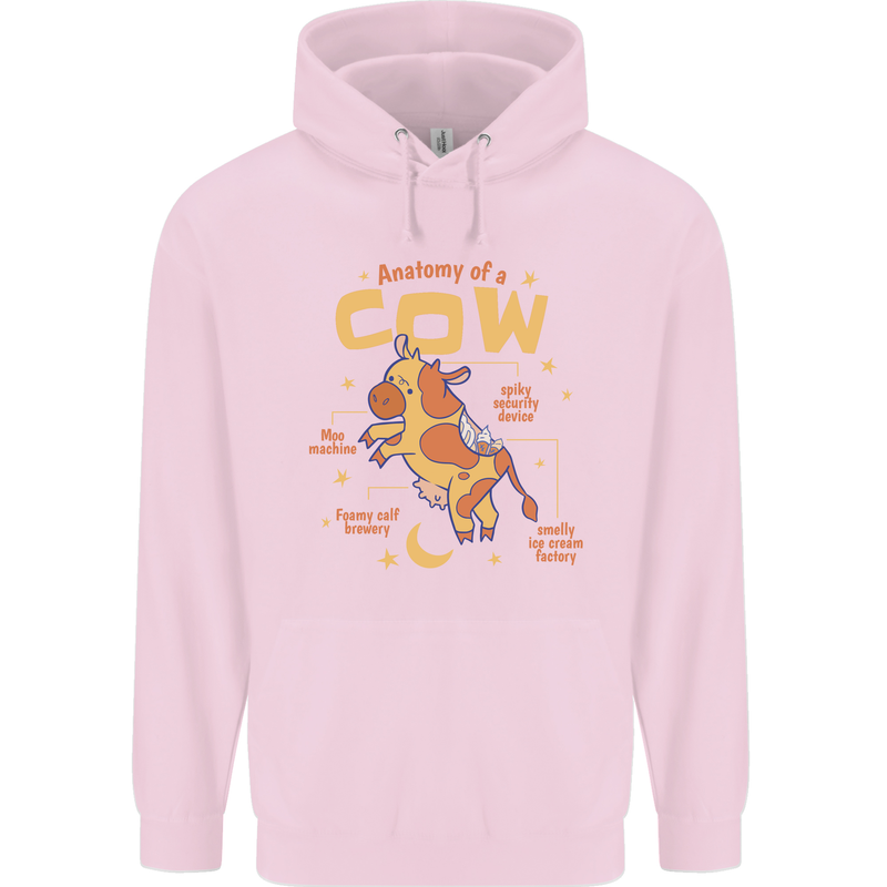 Anatomy of a Cow Funny Mens 80% Cotton Hoodie Light Pink