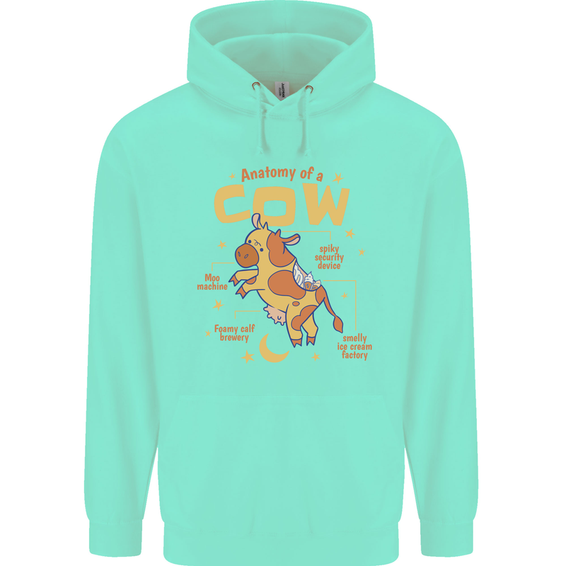 Anatomy of a Cow Funny Mens 80% Cotton Hoodie Peppermint