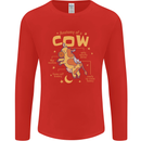 Anatomy of a Cow Funny Mens Long Sleeve T-Shirt Red