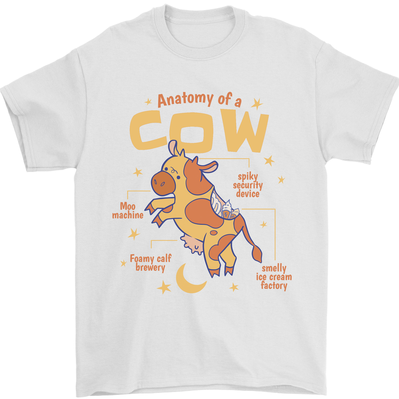 Anatomy of a Cow Funny Mens T-Shirt 100% Cotton White
