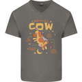 Anatomy of a Cow Funny Mens V-Neck Cotton T-Shirt Charcoal