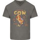 Anatomy of a Cow Funny Mens V-Neck Cotton T-Shirt Charcoal