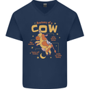 Anatomy of a Cow Funny Mens V-Neck Cotton T-Shirt Navy Blue