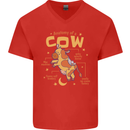 Anatomy of a Cow Funny Mens V-Neck Cotton T-Shirt Red