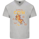 Anatomy of a Cow Funny Mens V-Neck Cotton T-Shirt Sports Grey