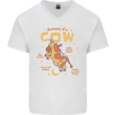 Anatomy of a Cow Funny Mens V-Neck Cotton T-Shirt White