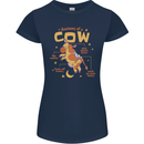 Anatomy of a Cow Funny Womens Petite Cut T-Shirt Navy Blue