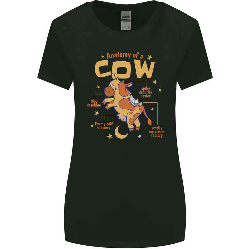 Anatomy of a Cow Funny Womens Wider Cut T-Shirt Black