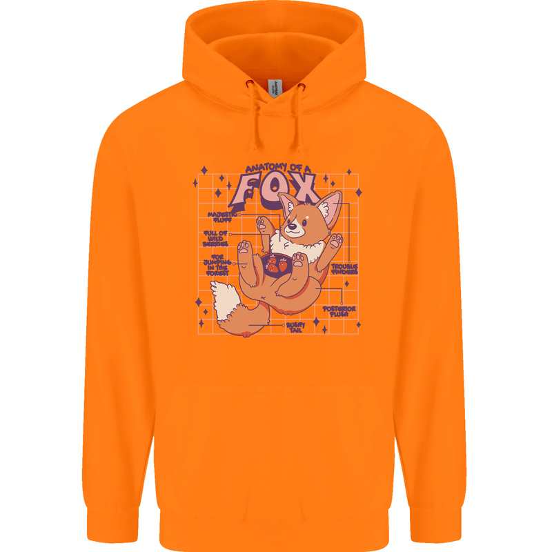 Anatomy of a Fox Foxes Funny Childrens Kids Hoodie Orange