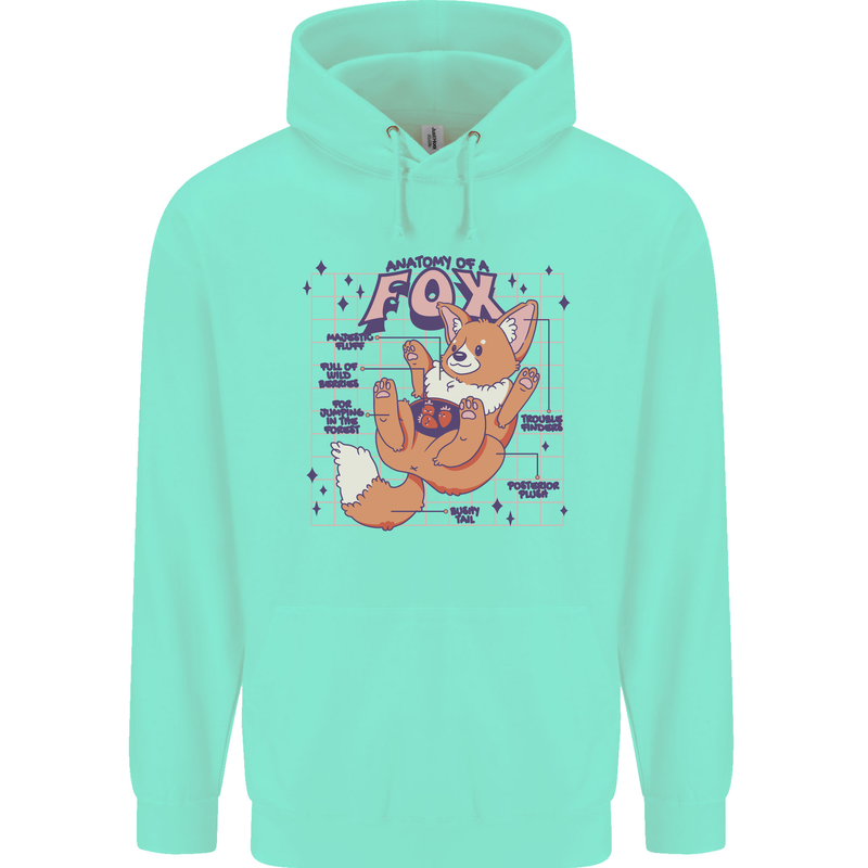 Anatomy of a Fox Foxes Funny Childrens Kids Hoodie Peppermint