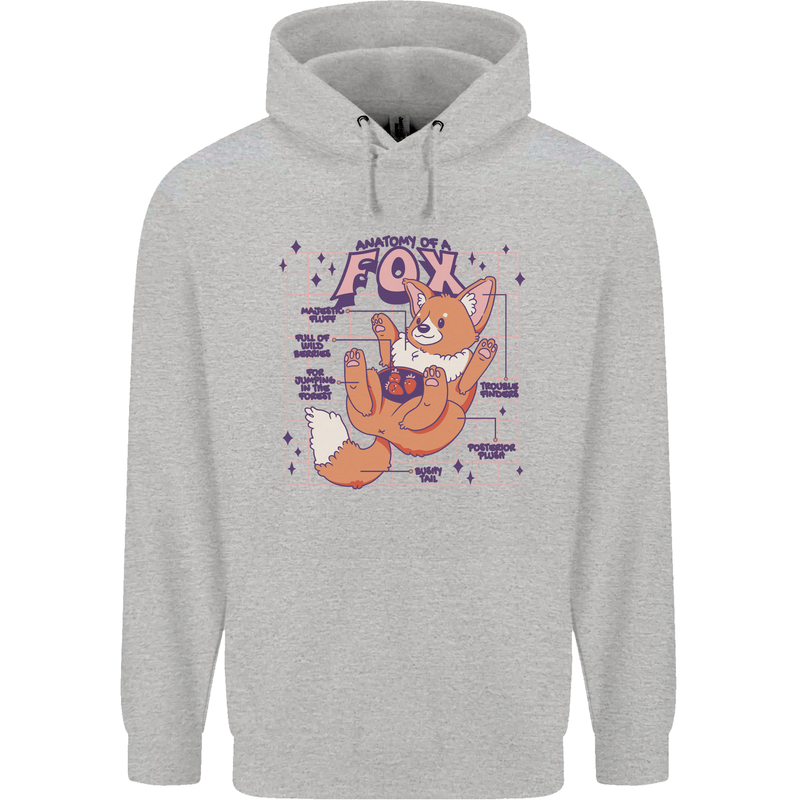 Anatomy of a Fox Foxes Funny Childrens Kids Hoodie Sports Grey
