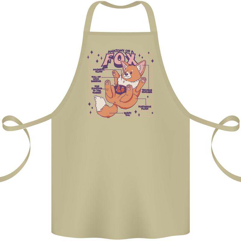 Anatomy of a Fox Foxes Funny Cotton Apron 100% Organic Khaki