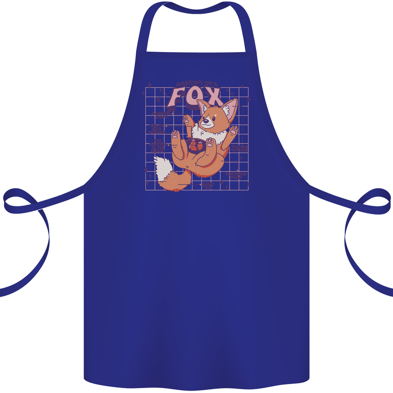 Anatomy of a Fox Foxes Funny Cotton Apron 100% Organic Royal Blue