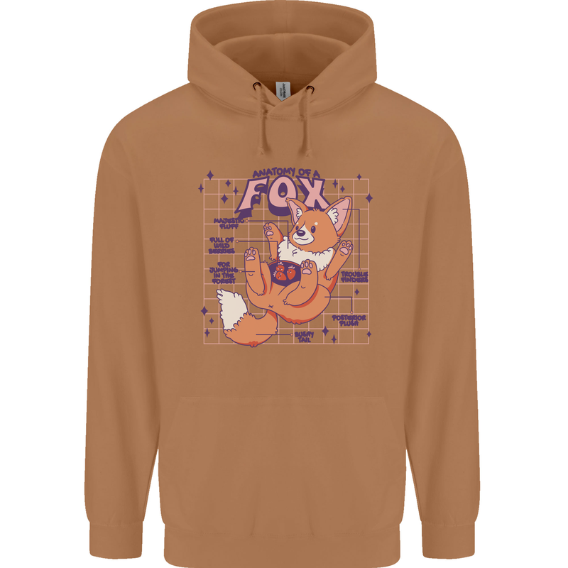 Anatomy of a Fox Foxes Funny Mens 80% Cotton Hoodie Caramel Latte