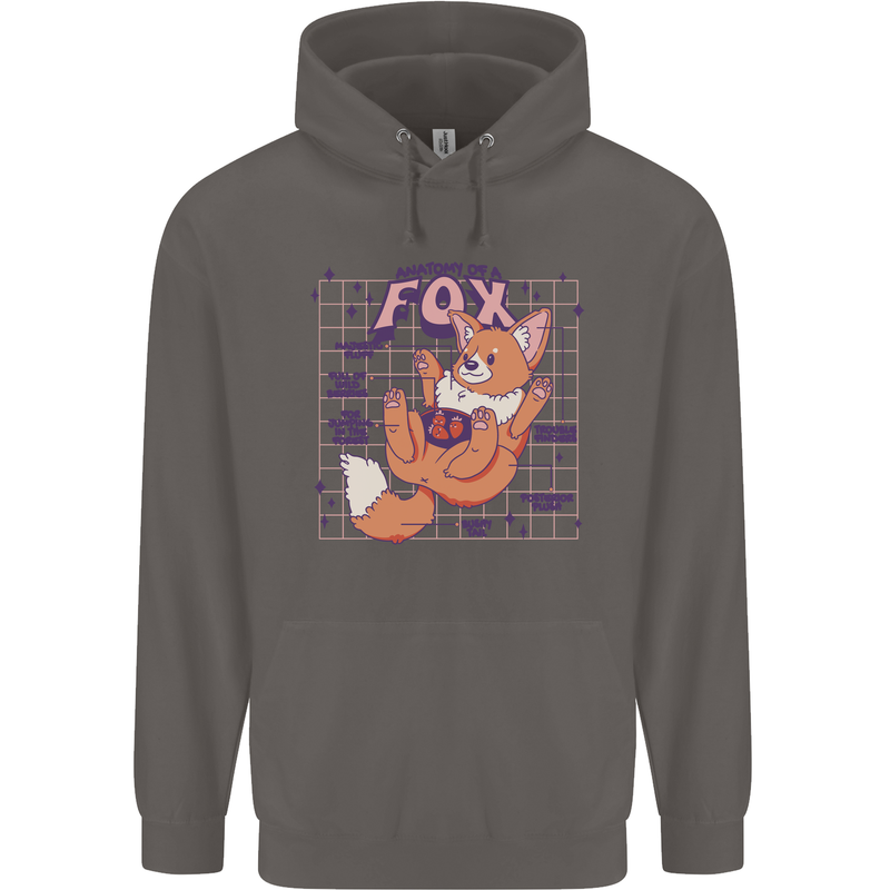 Anatomy of a Fox Foxes Funny Mens 80% Cotton Hoodie Charcoal
