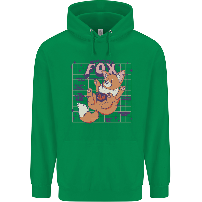 Anatomy of a Fox Foxes Funny Mens 80% Cotton Hoodie Irish Green