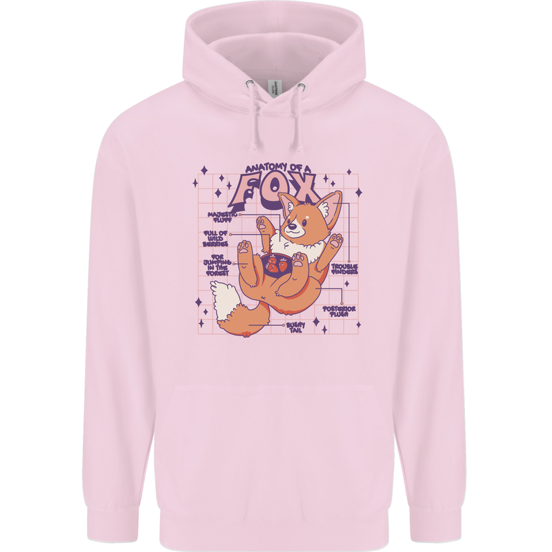 Anatomy of a Fox Foxes Funny Mens 80% Cotton Hoodie Light Pink