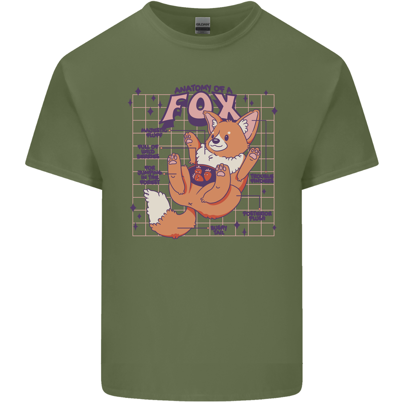 Anatomy of a Fox Foxes Funny Mens Cotton T-Shirt Tee Top Military Green