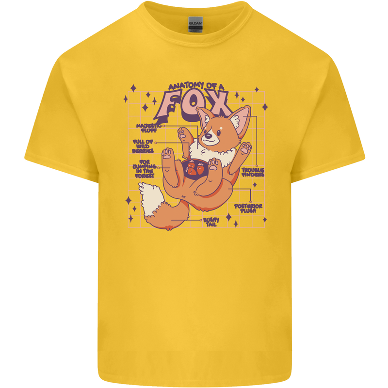 Anatomy of a Fox Foxes Funny Mens Cotton T-Shirt Tee Top Yellow
