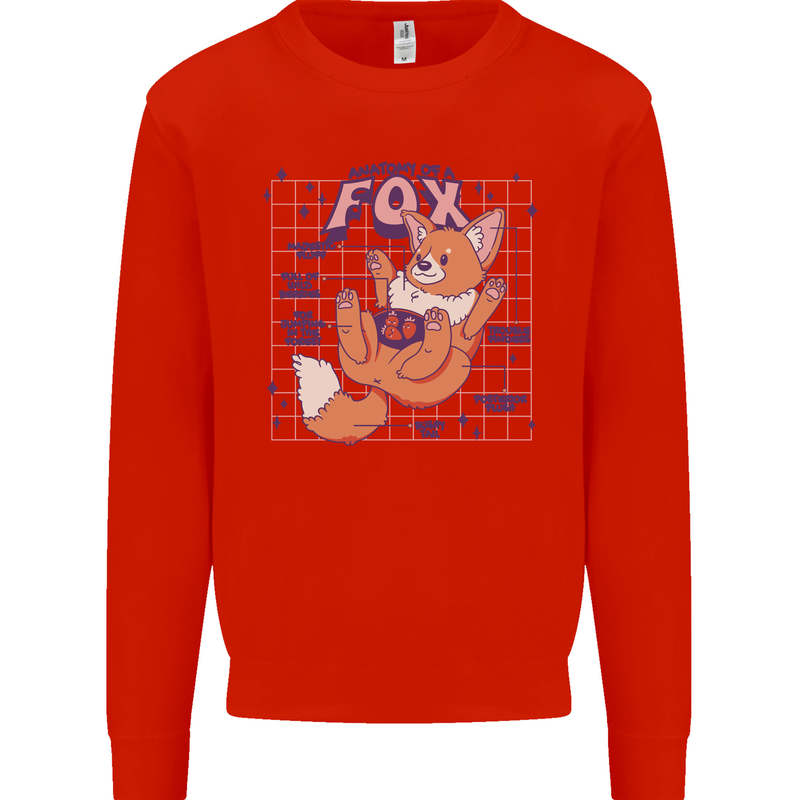 Anatomy of a Fox Foxes Funny Mens Sweatshirt Jumper Bright Red