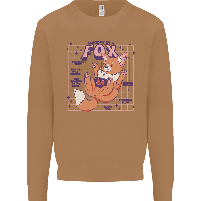 Anatomy of a Fox Foxes Funny Mens Sweatshirt Jumper Caramel Latte