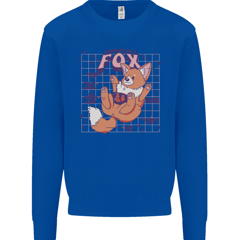 Anatomy of a Fox Foxes Funny Mens Sweatshirt Jumper Royal Blue