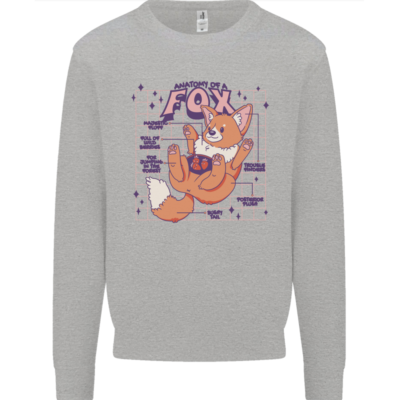 Anatomy of a Fox Foxes Funny Mens Sweatshirt Jumper Sports Grey