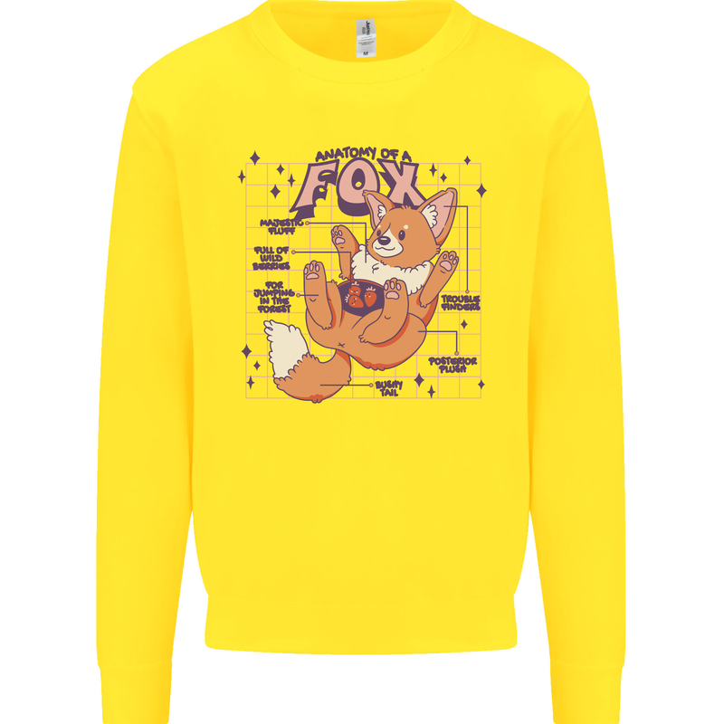Anatomy of a Fox Foxes Funny Mens Sweatshirt Jumper Yellow