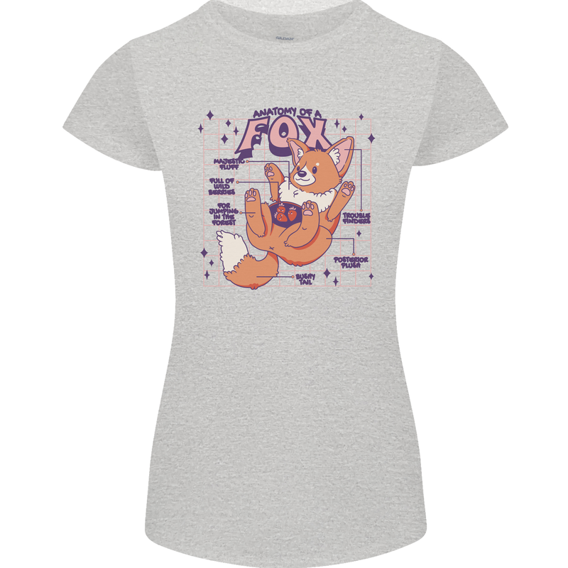 Anatomy of a Fox Foxes Funny Womens Petite Cut T-Shirt Sports Grey