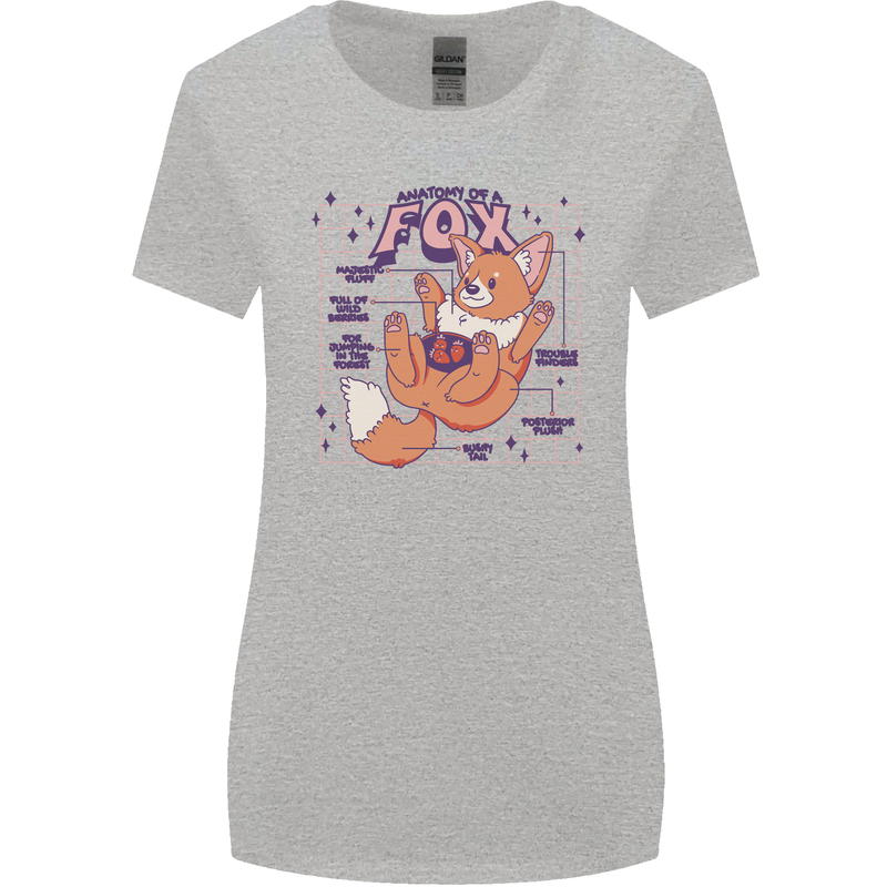 Anatomy of a Fox Foxes Funny Womens Wider Cut T-Shirt Sports Grey