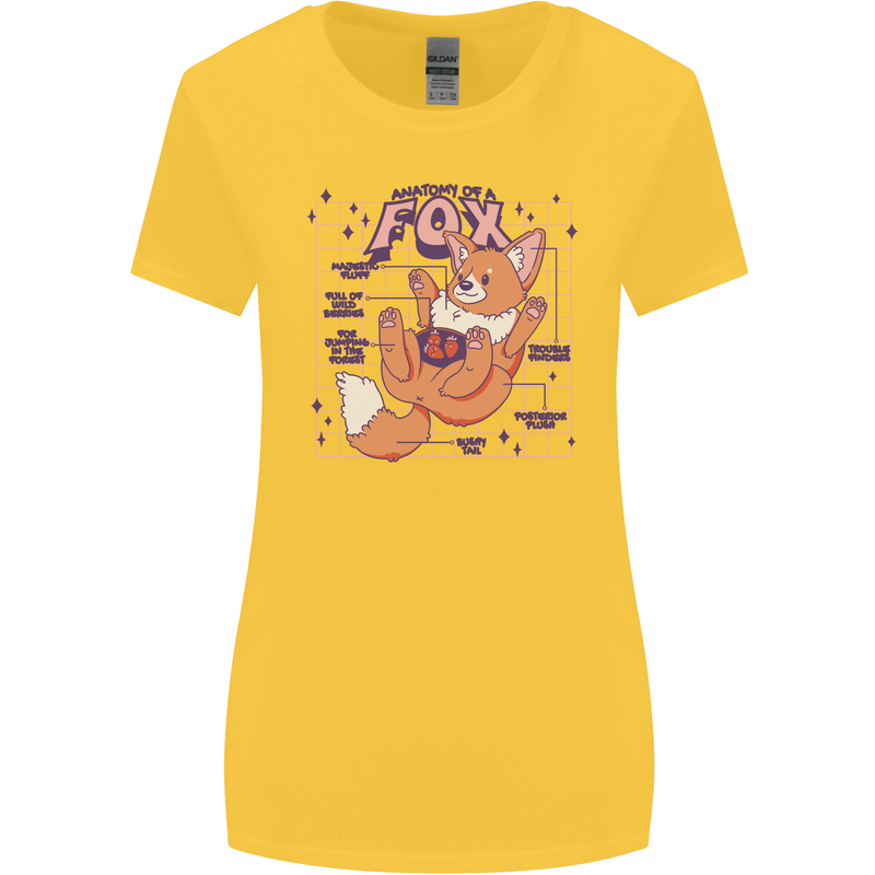 Anatomy of a Fox Foxes Funny Womens Wider Cut T-Shirt Yellow