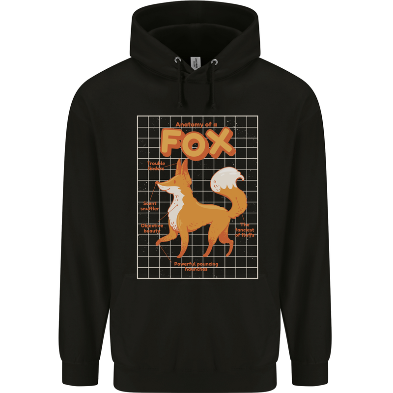 Anatomy of a Fox Funny Foxes Childrens Kids Hoodie Black