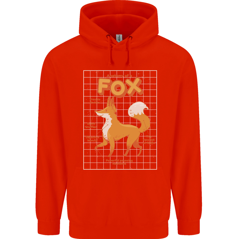 Anatomy of a Fox Funny Foxes Childrens Kids Hoodie Bright Red
