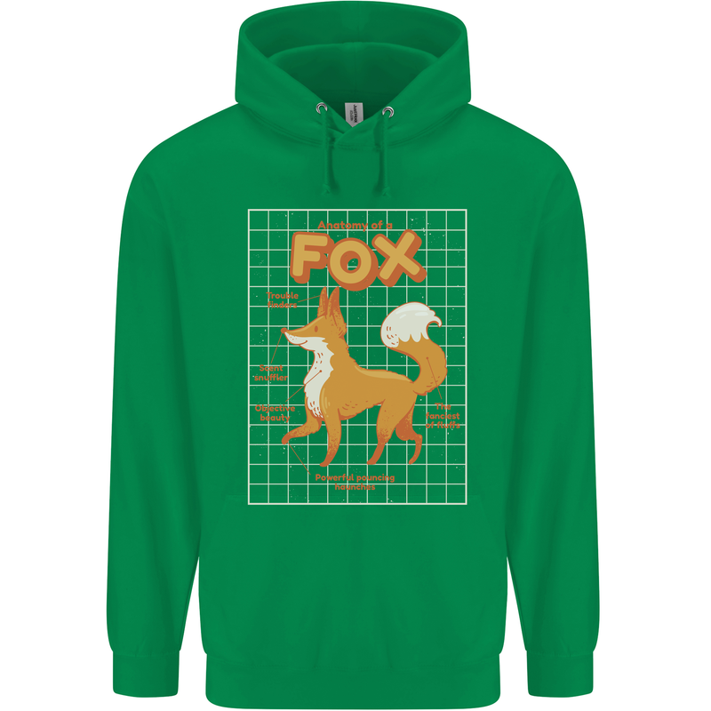 Anatomy of a Fox Funny Foxes Childrens Kids Hoodie Irish Green