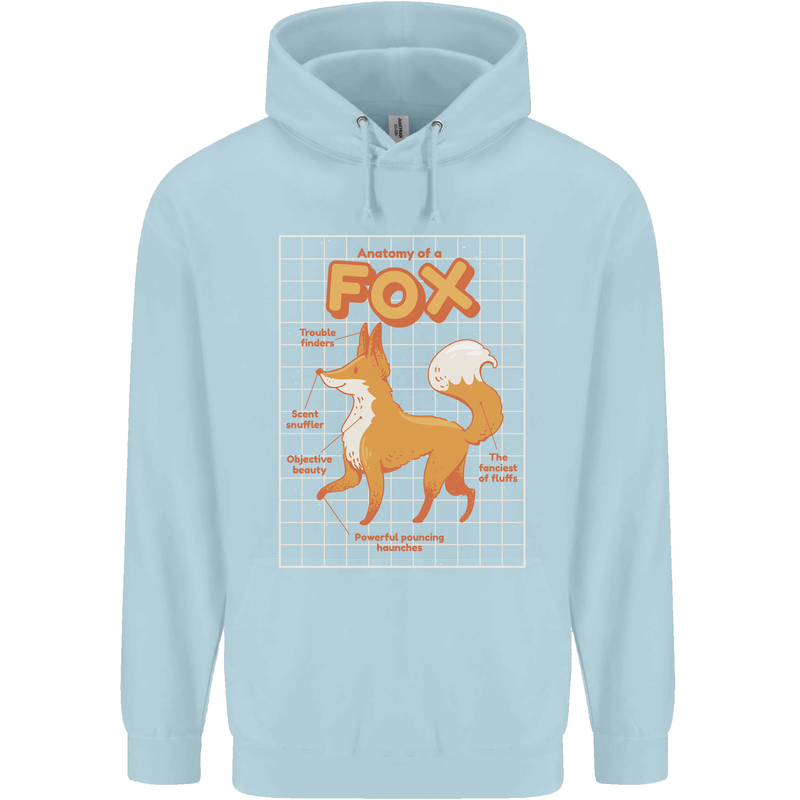 Anatomy of a Fox Funny Foxes Childrens Kids Hoodie Light Blue