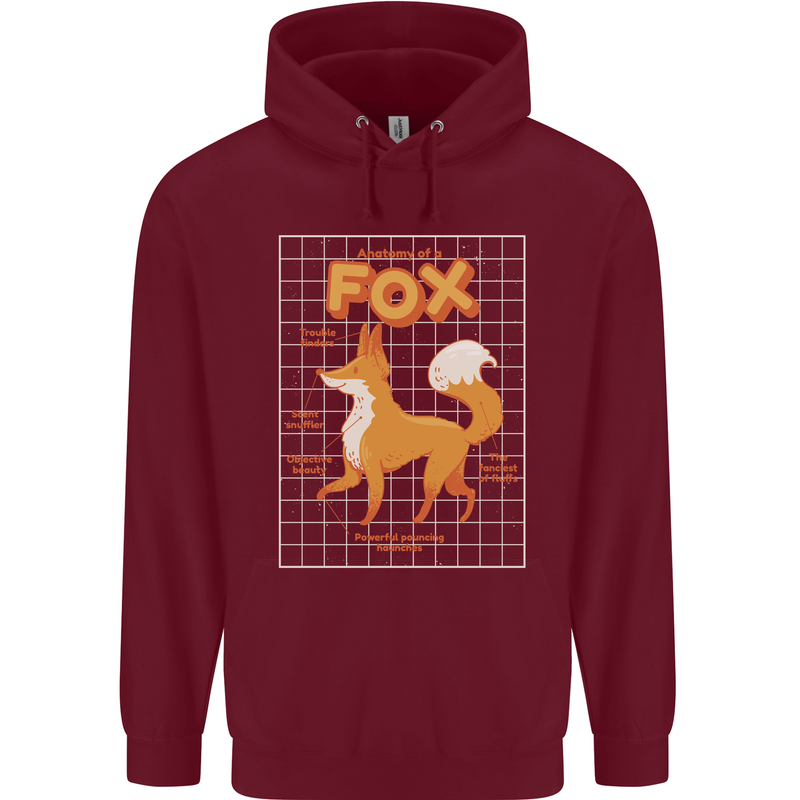 Anatomy of a Fox Funny Foxes Childrens Kids Hoodie Maroon