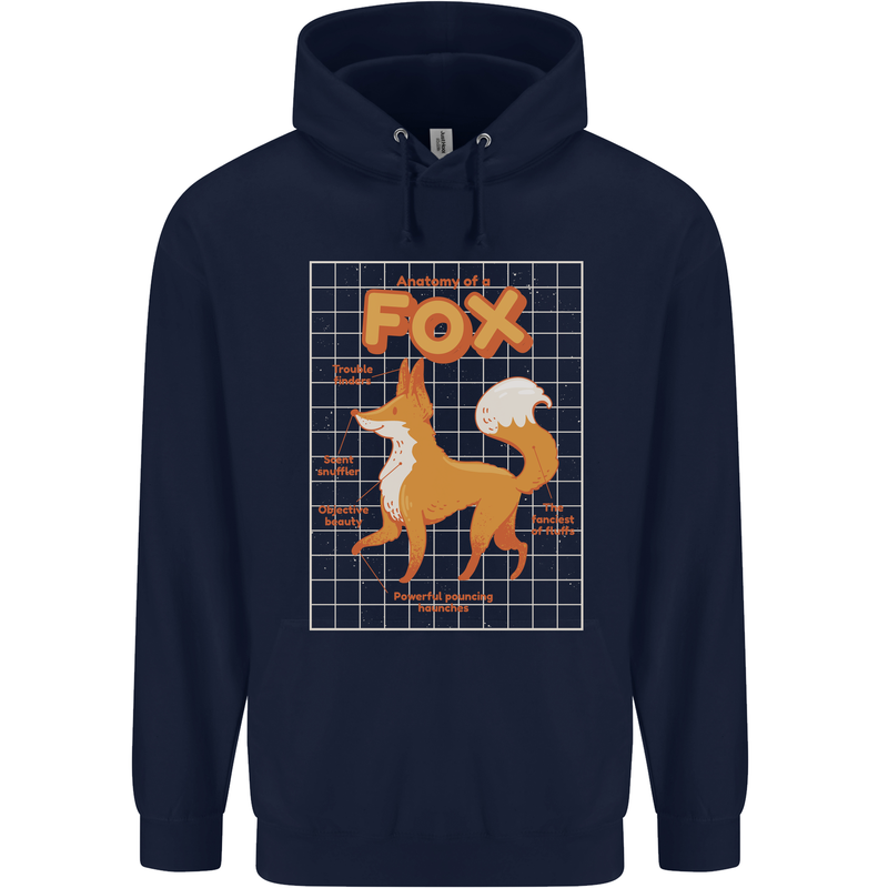 Anatomy of a Fox Funny Foxes Childrens Kids Hoodie Navy Blue