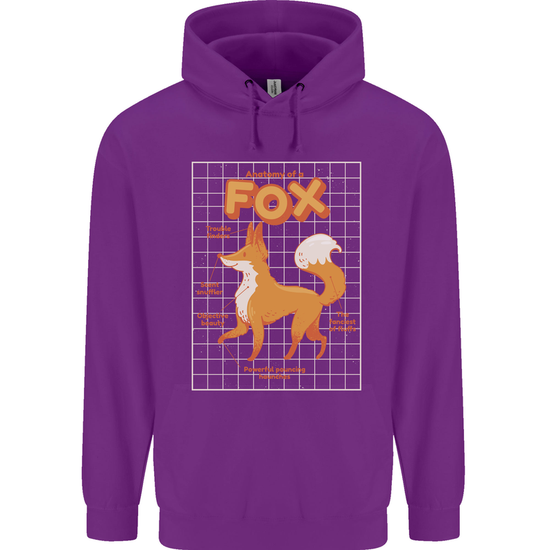Anatomy of a Fox Funny Foxes Childrens Kids Hoodie Purple