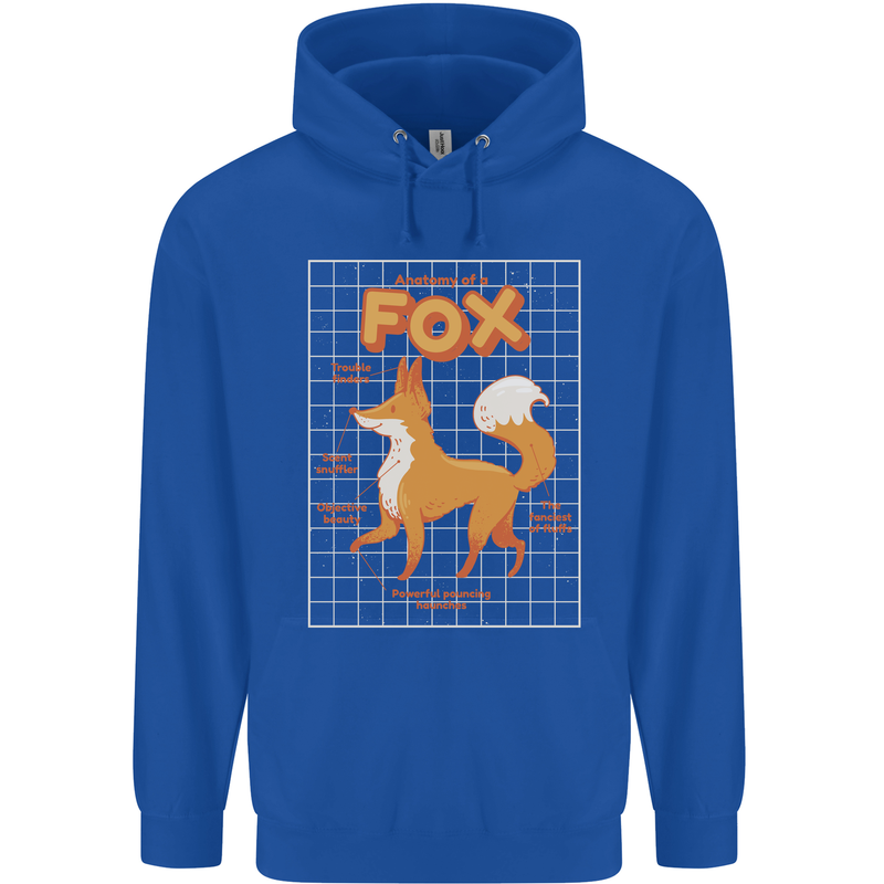 Anatomy of a Fox Funny Foxes Childrens Kids Hoodie Royal Blue