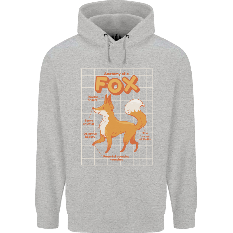 Anatomy of a Fox Funny Foxes Childrens Kids Hoodie Sports Grey