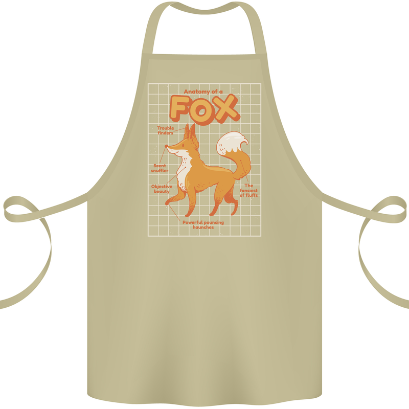 Anatomy of a Fox Funny Foxes Cotton Apron 100% Organic Khaki